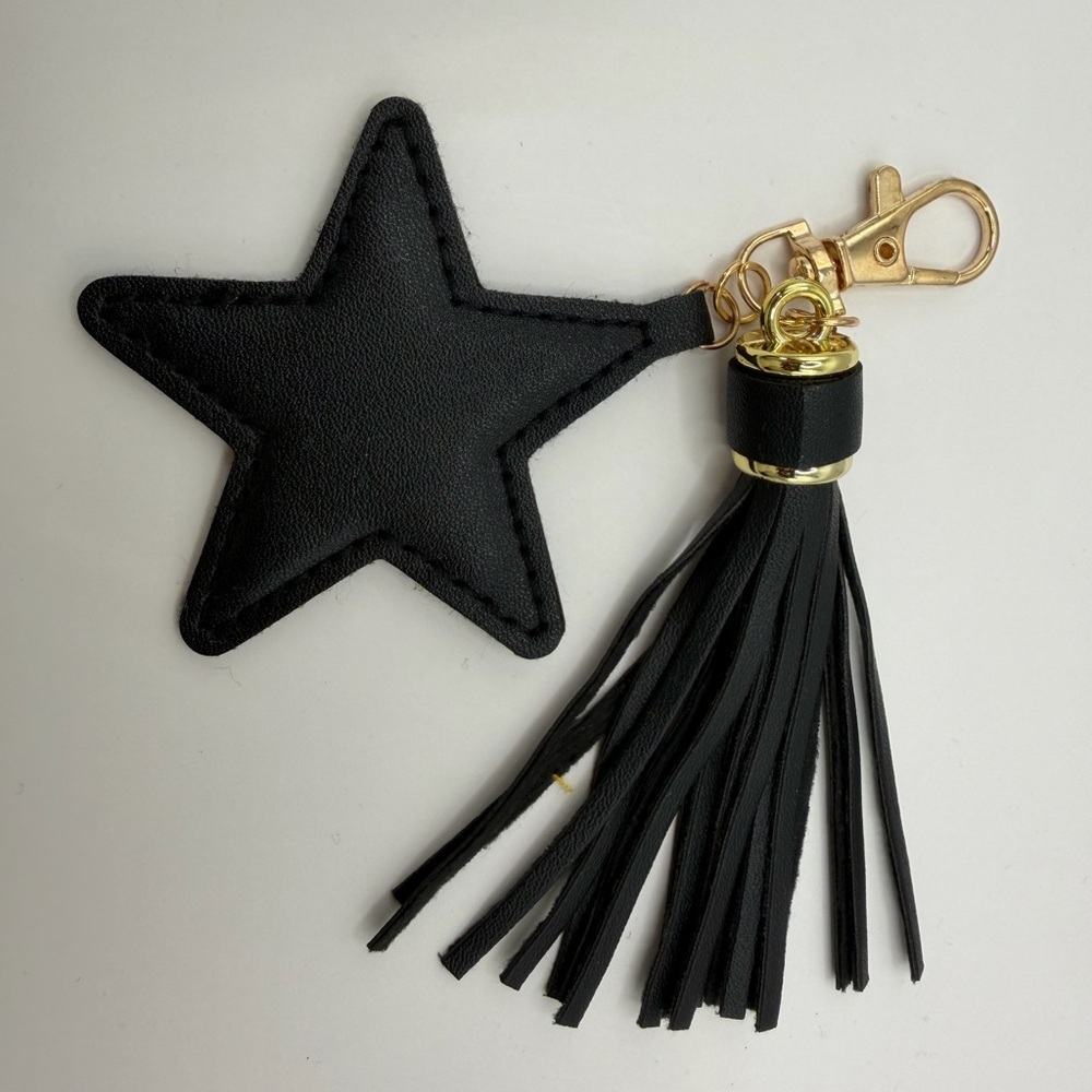 Black Star Keychain Bag Charm with Tassel NWT - Picture 1 of 5